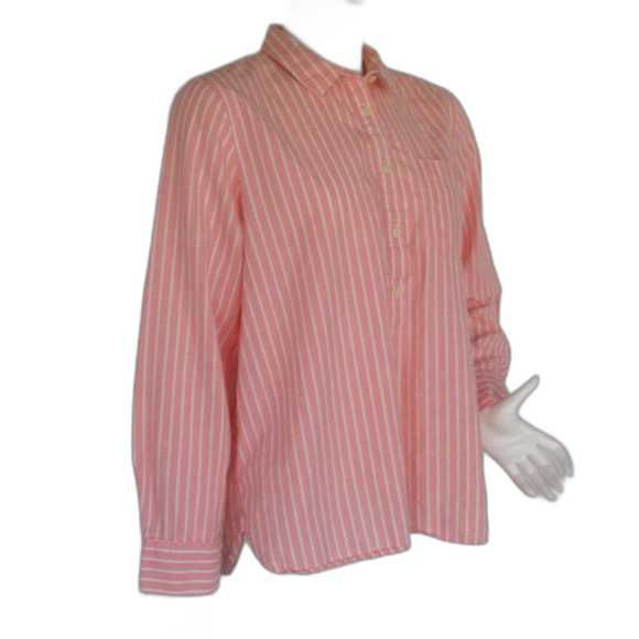 J. CREW Factory Blouse, XL, Boyfit/Boyfriend, Popover, Pocket, Salmon - Picture 2 of 10